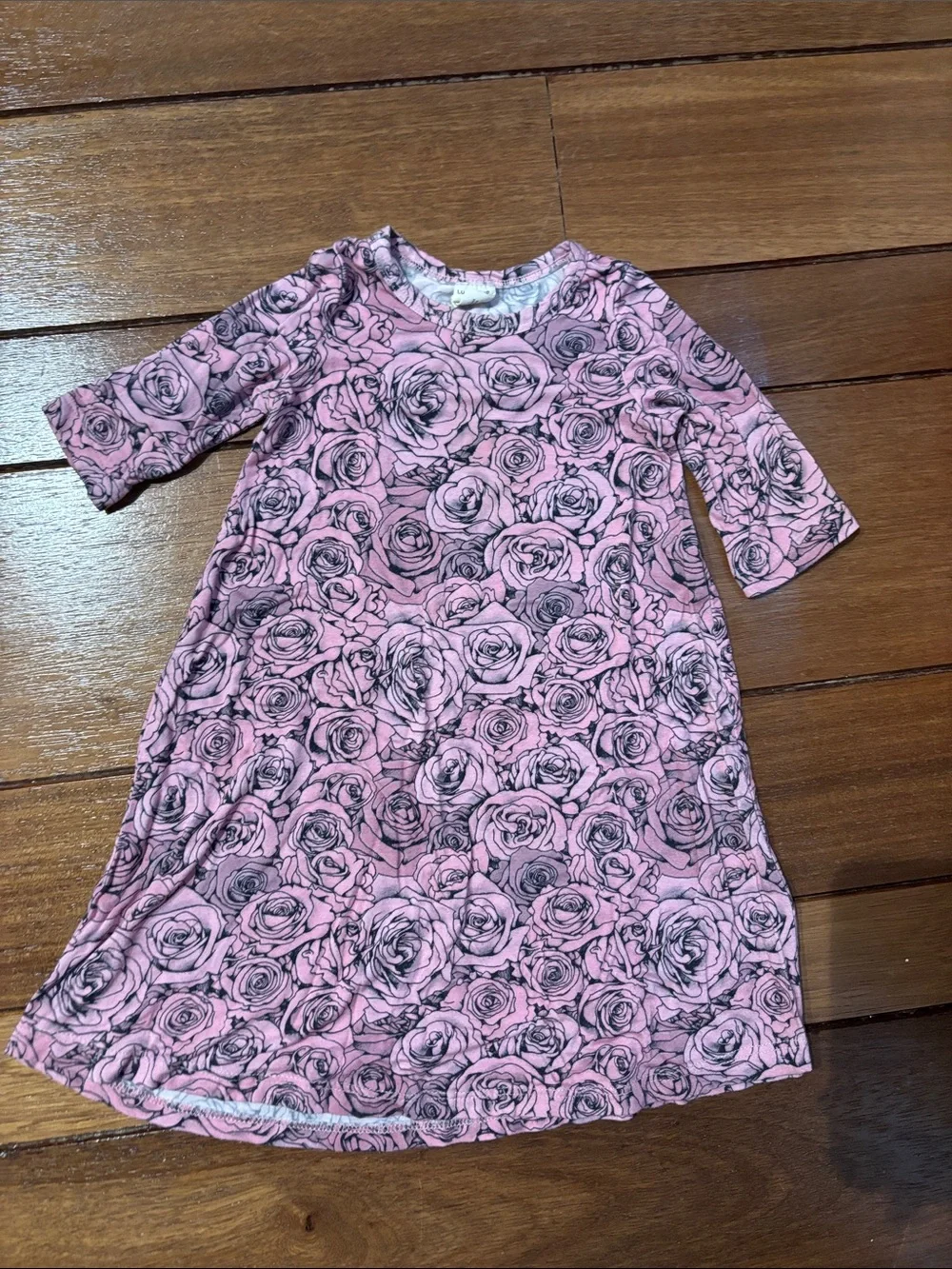 Lucky Bug Pink Play Dress with Black Rose Print 2T